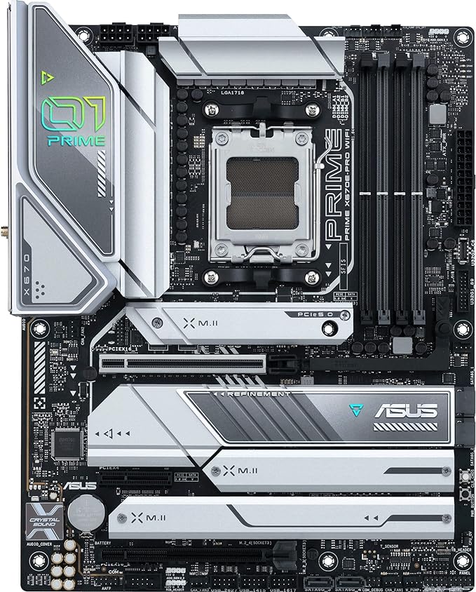 ASUS Prime X670E-PRO WiFi Socket AM5 (LGA 1718) Ryzen 7000 ATX Motherboard(PCIe® 5.0,DDR5,4X M.2 Slots, USB 3.2 Gen 2x2 Type-C®, USB4® Support, WiFi 6E, and 2.5G Ethernet) ASUS Prime X670E-PRO WiFi Socket AM5 (LGA 1718) Ryzen 7000 ATX Motherboard(PCIe® 5.0,DDR5,4X M.2 Slots, USB 3.2 Gen 2x2 Type-C®, USB4® Support, WiFi 6E, and 2.5G Ethernet)